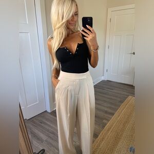 NWT High-Waist Wide Leg Cream Trousers